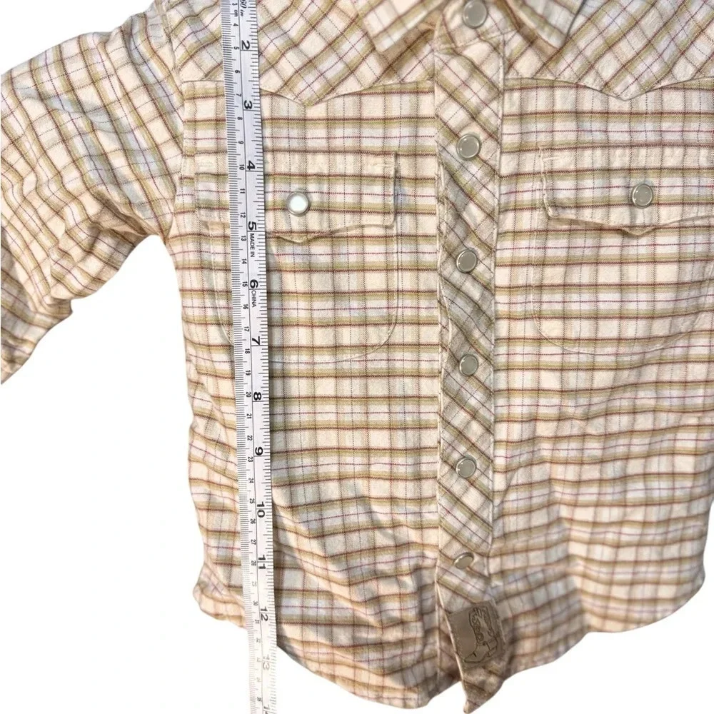 Gymboree boy plaid shirt 12/18 pearl snap buttons k262